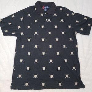Chaps Black Polo with Tan Emblem Design
